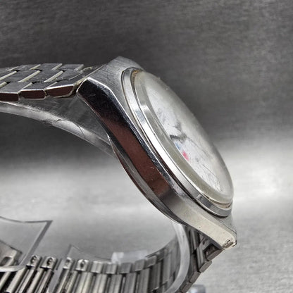 Seiko SQ Watch Men 35mm White Dial Silver Daydate Round 8223-8029 Chevron NewBat3