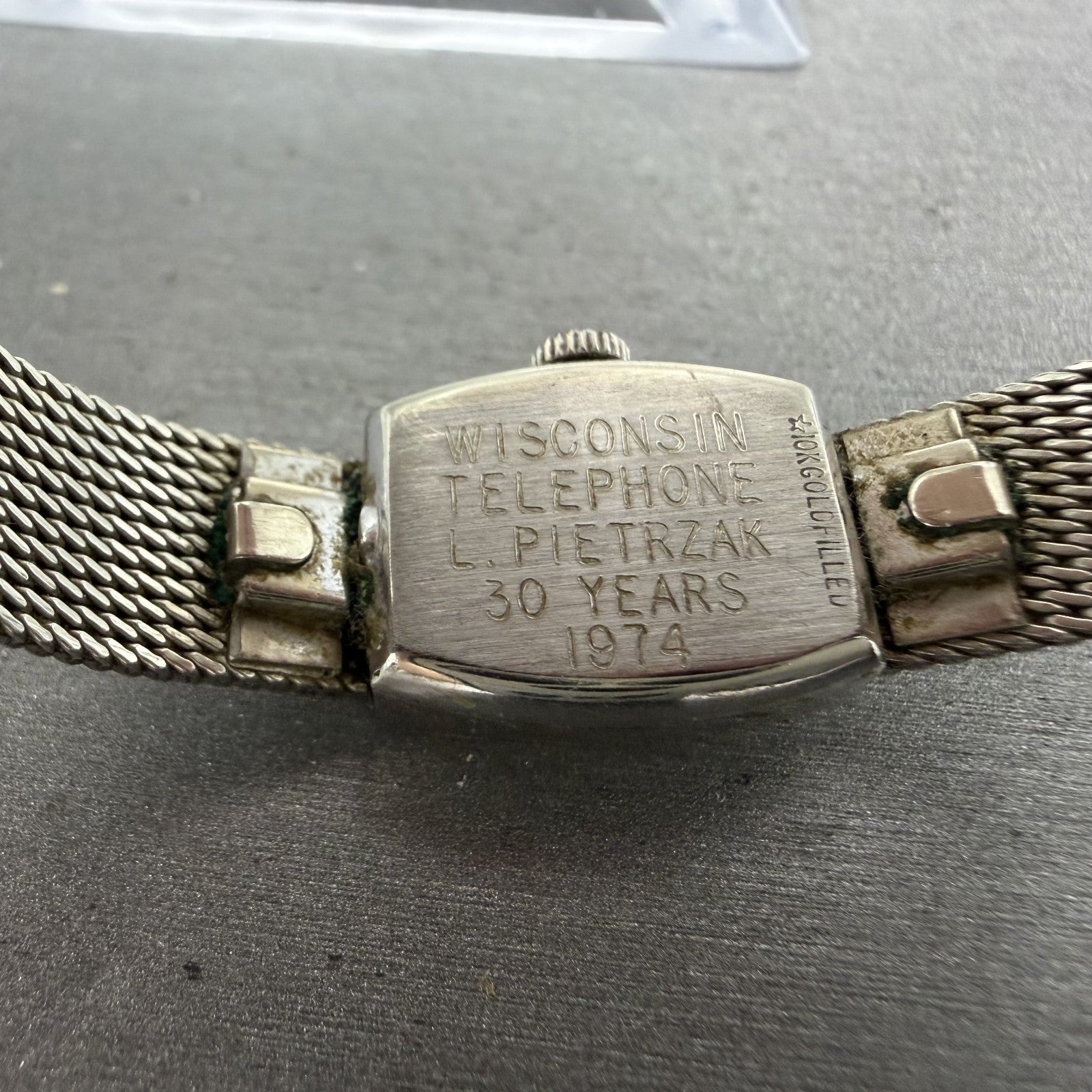 Omega Tank Watch Women 15mm Silver Dial 10K Gold Filled  Manual Wind Cal 4859