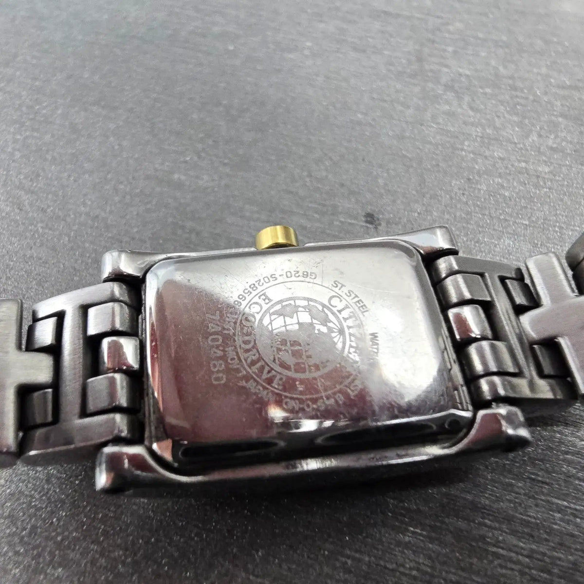 Citizen Eco-Drive Tank Watch Women 14mm White Dial Two Tone Rectangle G620 Runs10