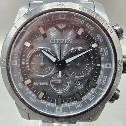Citizen Ecosphere Chronograph Watch Men 48mm Black Dial Black Date CA4184-81E2
