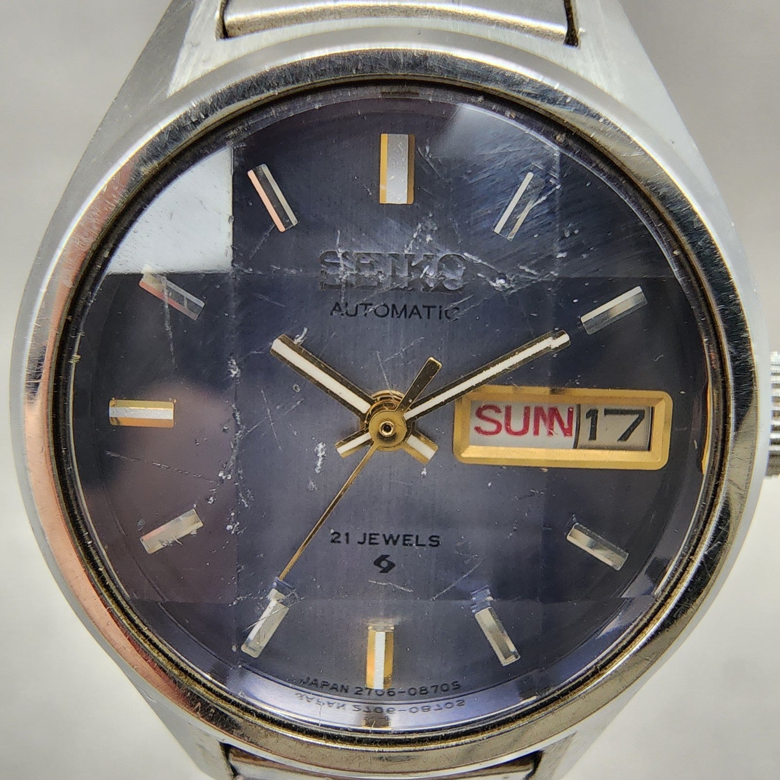 Seiko Automatic Watch Women 24mm Blue Dial Silver Tone Daydate 27060320 Runs1