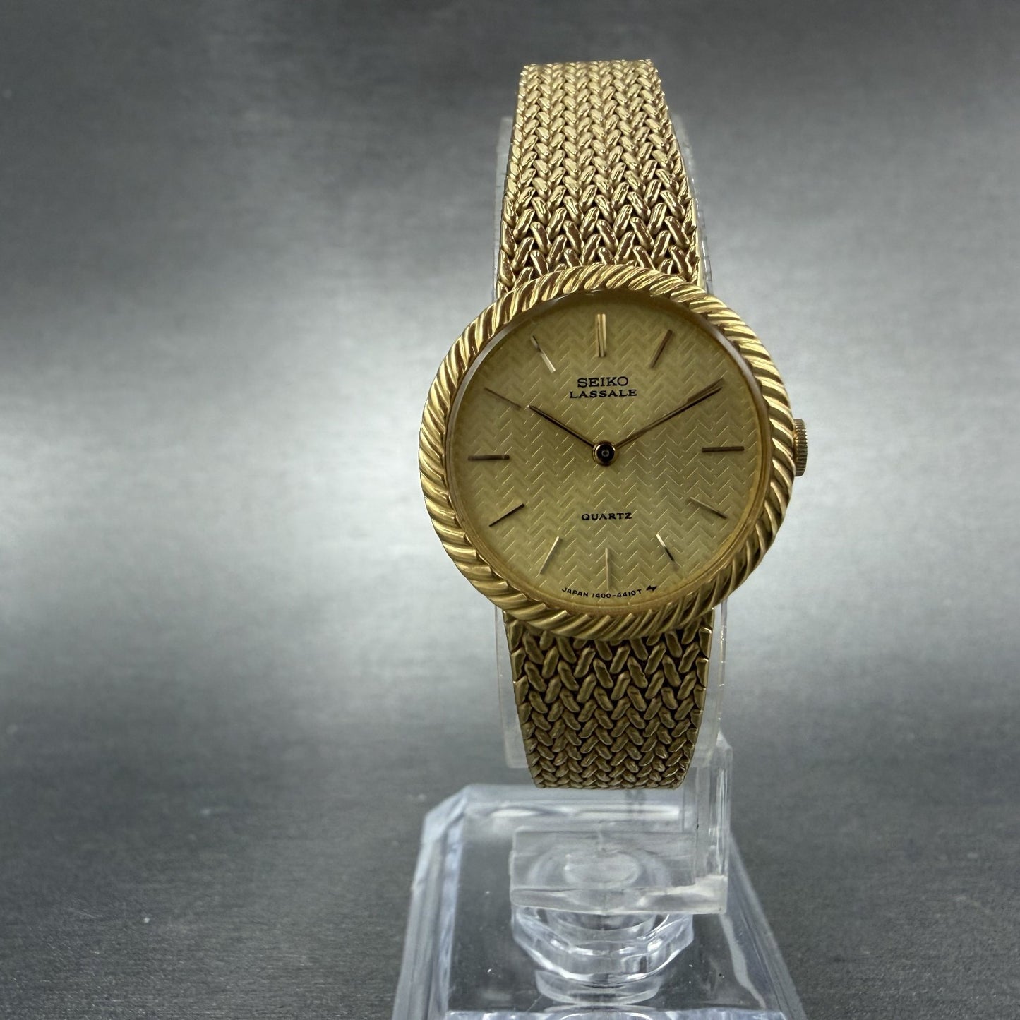 Seiko Lassale Watch Women 22mm Champagne Dial Gold Tone 1400-0479 New Battery KH5