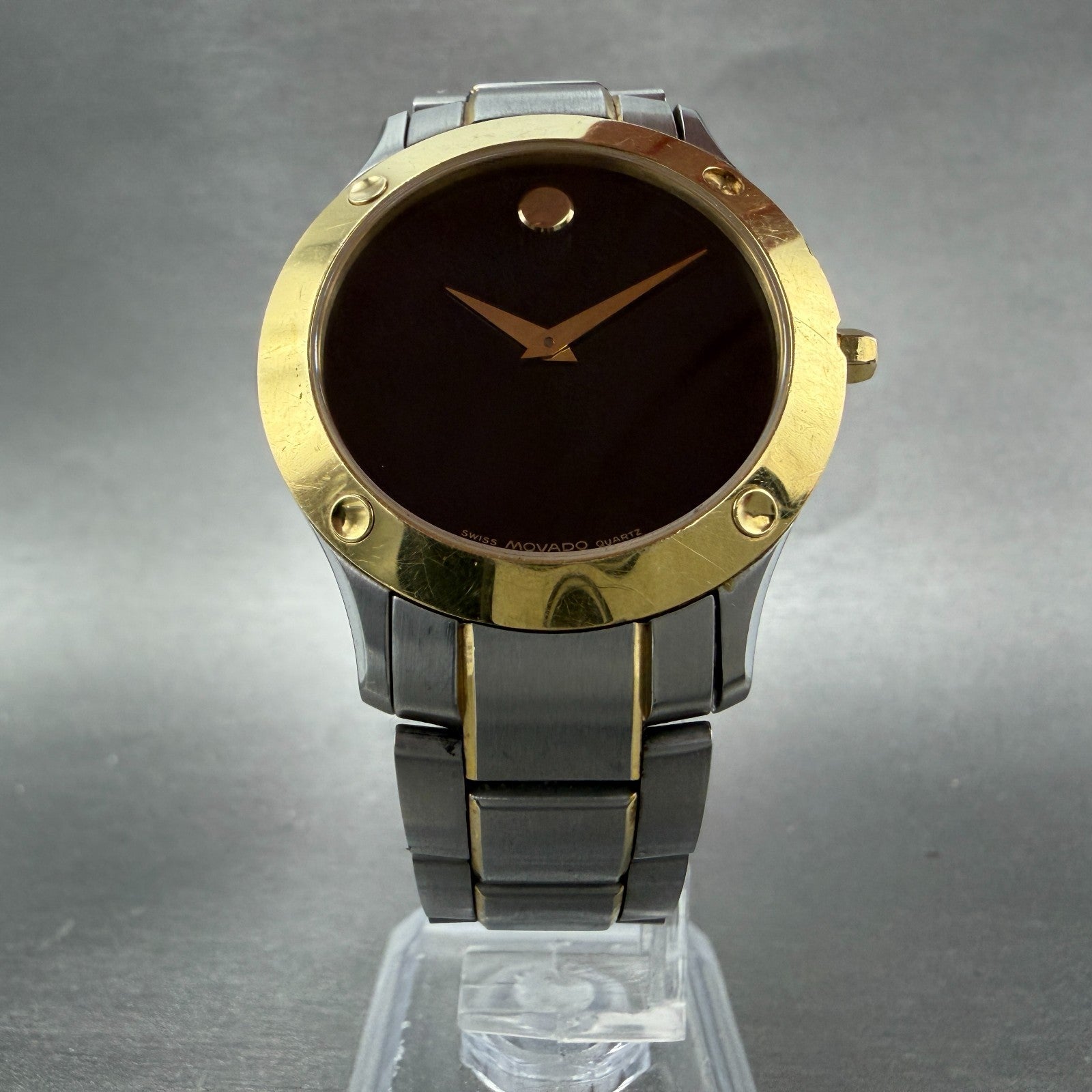 Movado Museum watch Men 35mm Black Dial Two Tone Round 85-G1-885 New Battery5