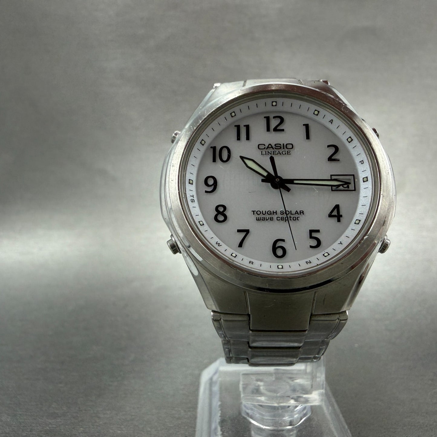 Casio Lineage Watch Men 38mm White Dial Silver Tone Date Solar LIW-120 Runs5