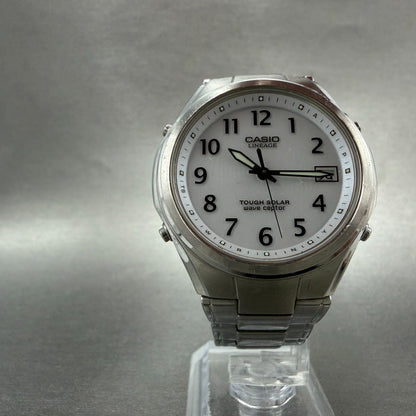 Casio Lineage Watch Men 38mm White Dial Silver Tone Date Solar LIW-120 Runs5