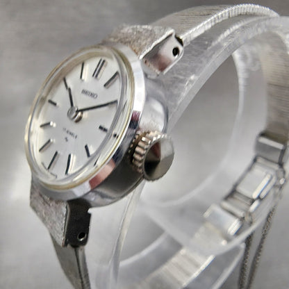 VTG Seiko Watch Women 19mm White Dial Gold Plated Manual Wind 110690 Runs1