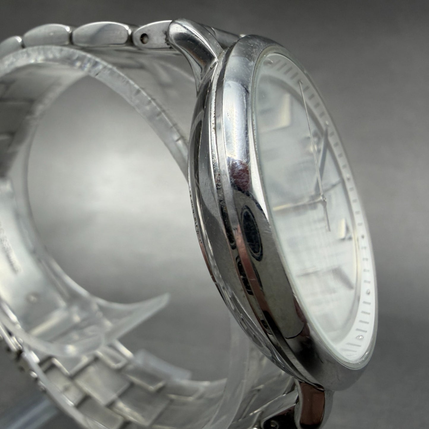 Fossil Jacqueline Watch Women 36mm Silver Dial Silver Tone Daydate Round New Bat3