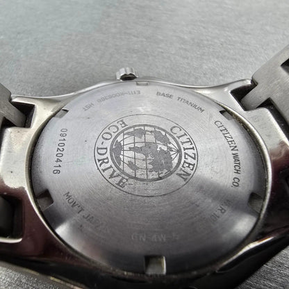Citizen Eco-Drive Watch Men 41mm Black Dial Titanium Date E111-K006368 Runs JP439
