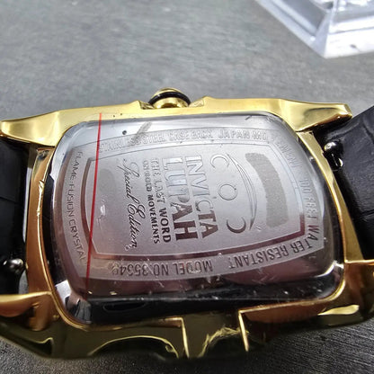 Invicta Lupah Watch Women 29mm Gold Dial Gold Tone Oval 35349 New Battery9