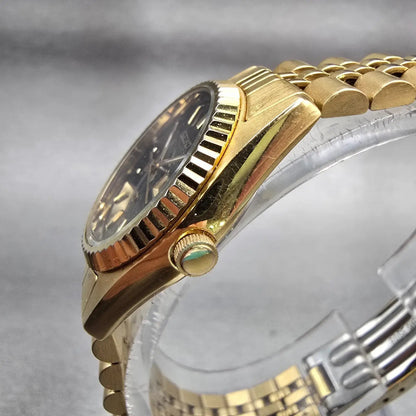 Seiko SQ Watch Women 24mm Black Dial Gold Tone Daydate Round 3E23-0A69 New Batt2