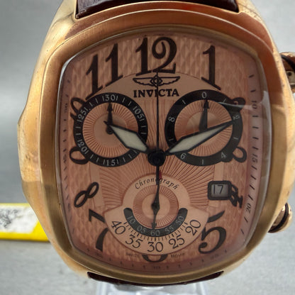 Invicta Lupah Chrono Watch Men 44mm Rose Dial Gold Tone Oval Date 13005 New Batt1