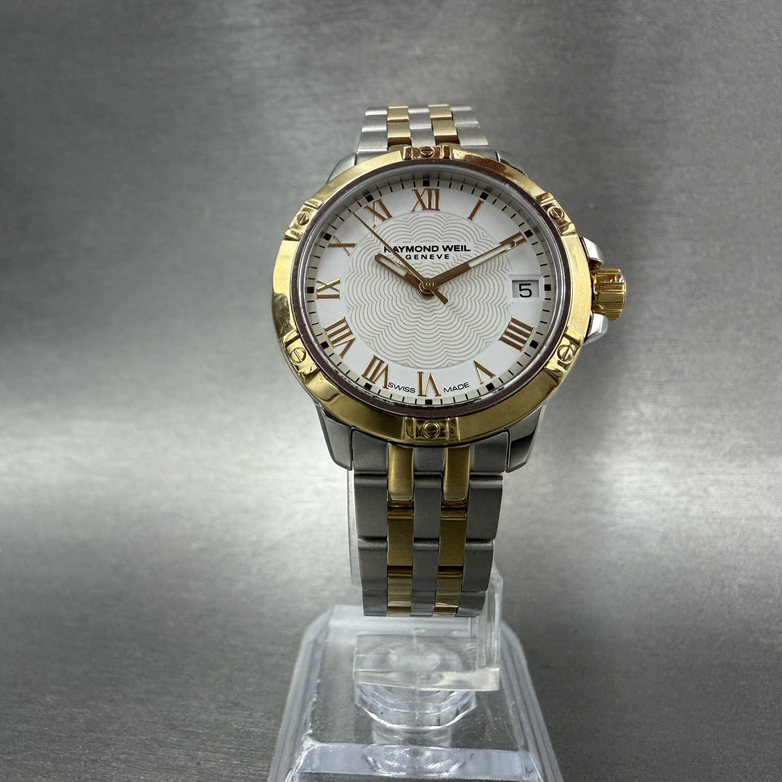 Raymond Weil Tango Watch Women 30mm White Dial Two Tone Date 5960 New Battery5