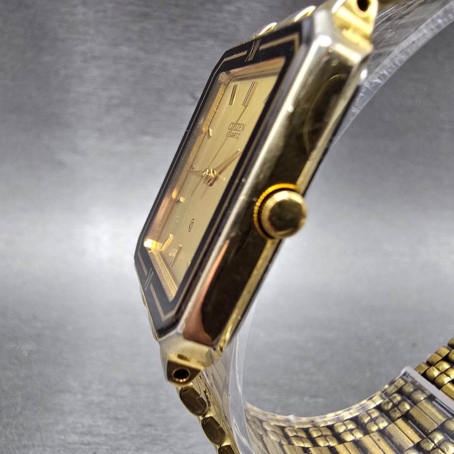 Citizen CQ Tank Watch Men 27mm Champagne Dial Gold Tone 6031-R04630 PARTS VTG3
