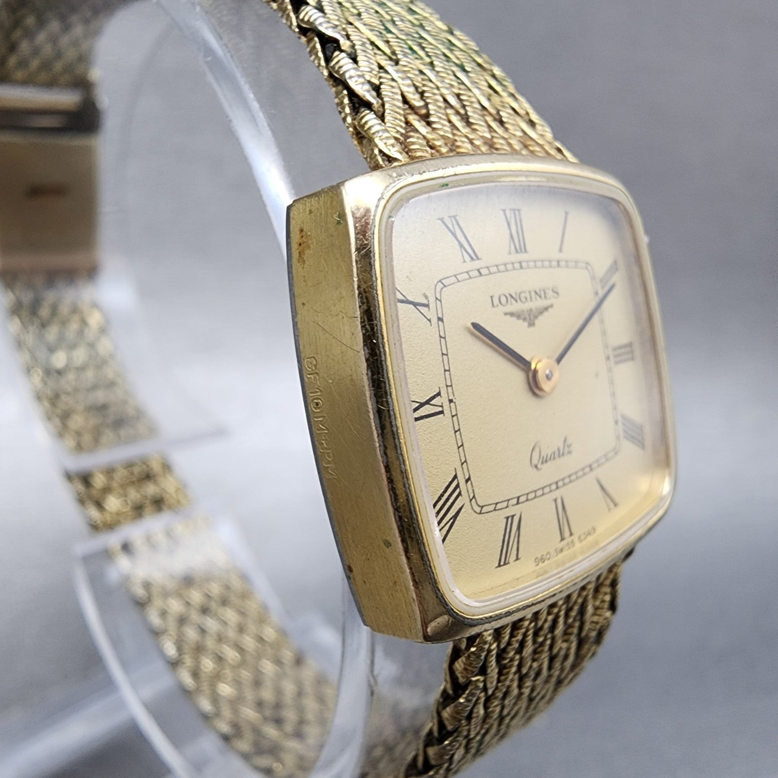 Longines Watch Women 22mm Champagne Dial Gold Plated Rectangle New Battery3