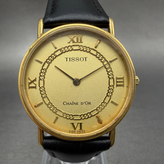 Tissot Watch Unisex 31mm Gold Dial Gold Tone Round E168 Chaine D'Or New battery0