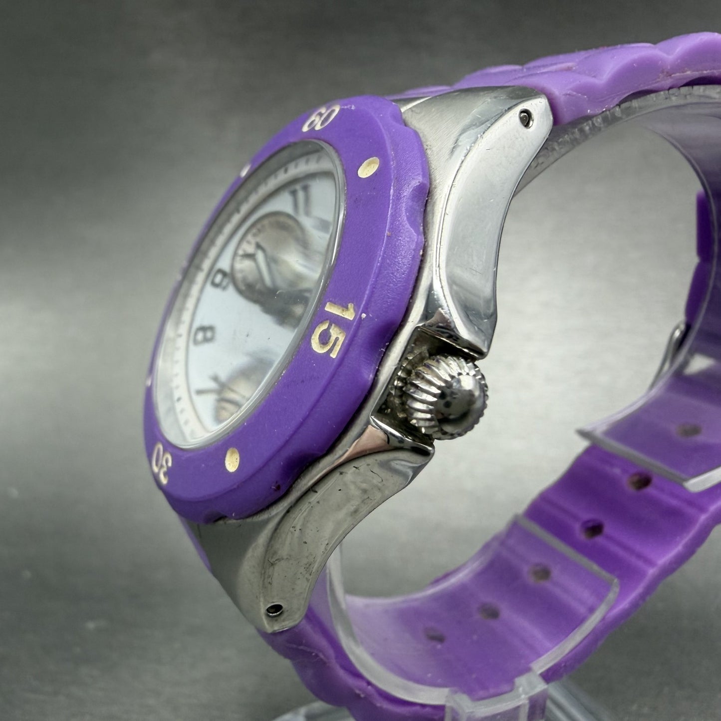 Invicta Angle Watch Women 38mm White Dial Steel Daydate Purple 0702 New battery2