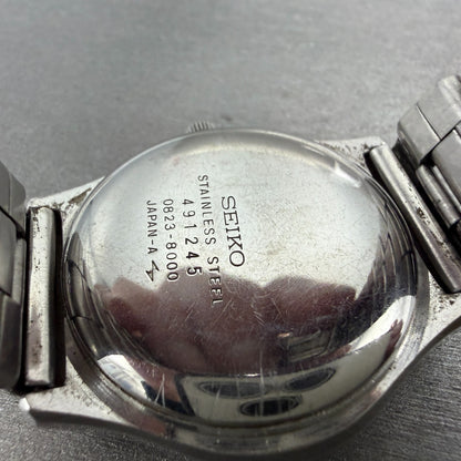 Seiko QT Watch Men 36mm Silver Dial Silver Tone Daydate 0823-8000 New Battery9