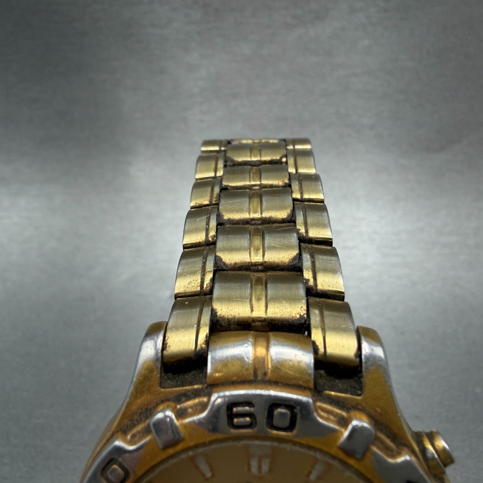 Seiko Kinetic Dive Watch Men 39mm Champagne Dial Gold Tone Date 5M42-0M09 PARTS5