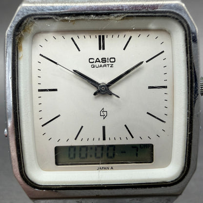 Casio AQ-320 Watch Men 31mm White Dial Silver Tone Analog Digital PARTS2