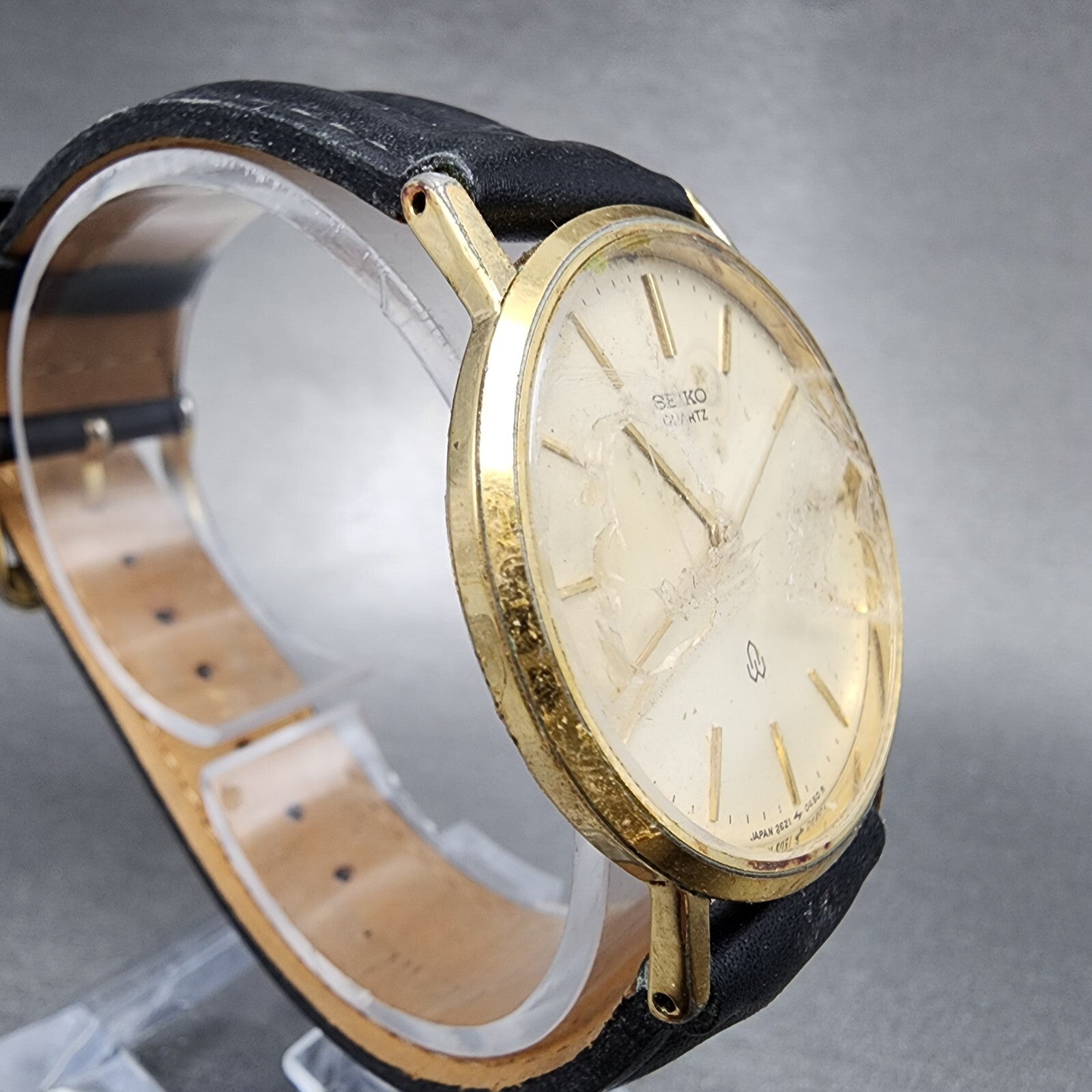 VTG Seiko Watch men 32mm Champagne Dial Gold Tone 26210140 PARTS4