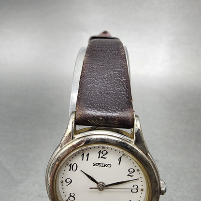 Seiko Watch Women 24mm White Dial Silver Tone Round 7N016880 New Battery4