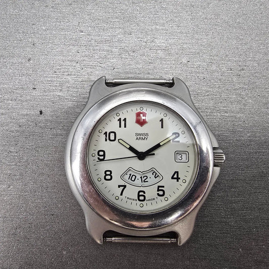Victorinox Swiss Army Officer Watch Men 40mm White Dial Steel Date Round PARTS L0