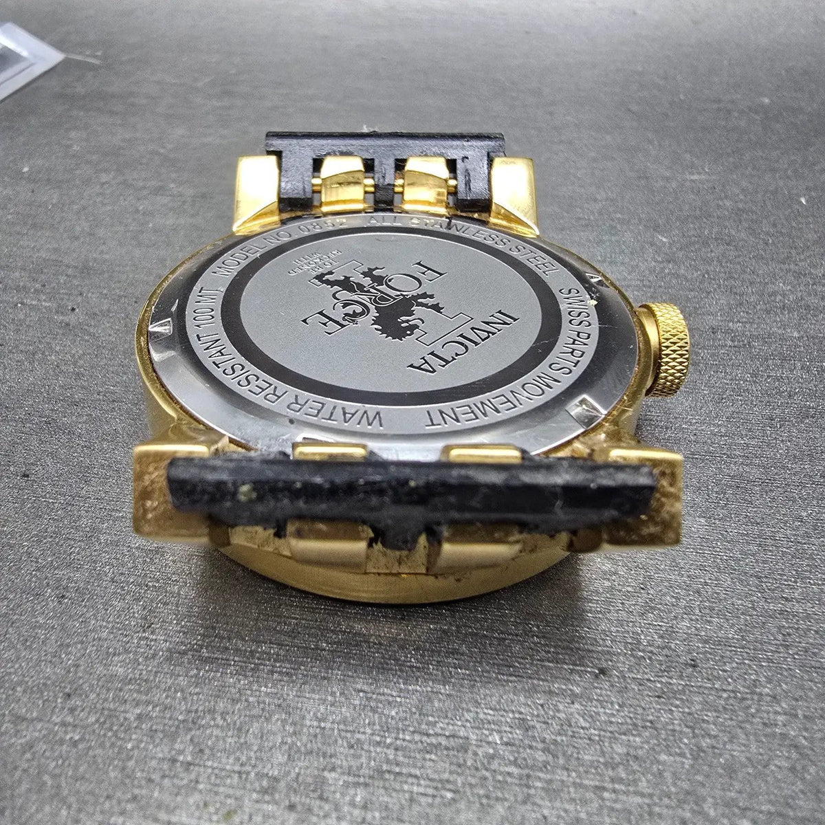 Invicta I Force Watch Men 46mm Black Dial Gold Tone Date Round 0852 New Batt10