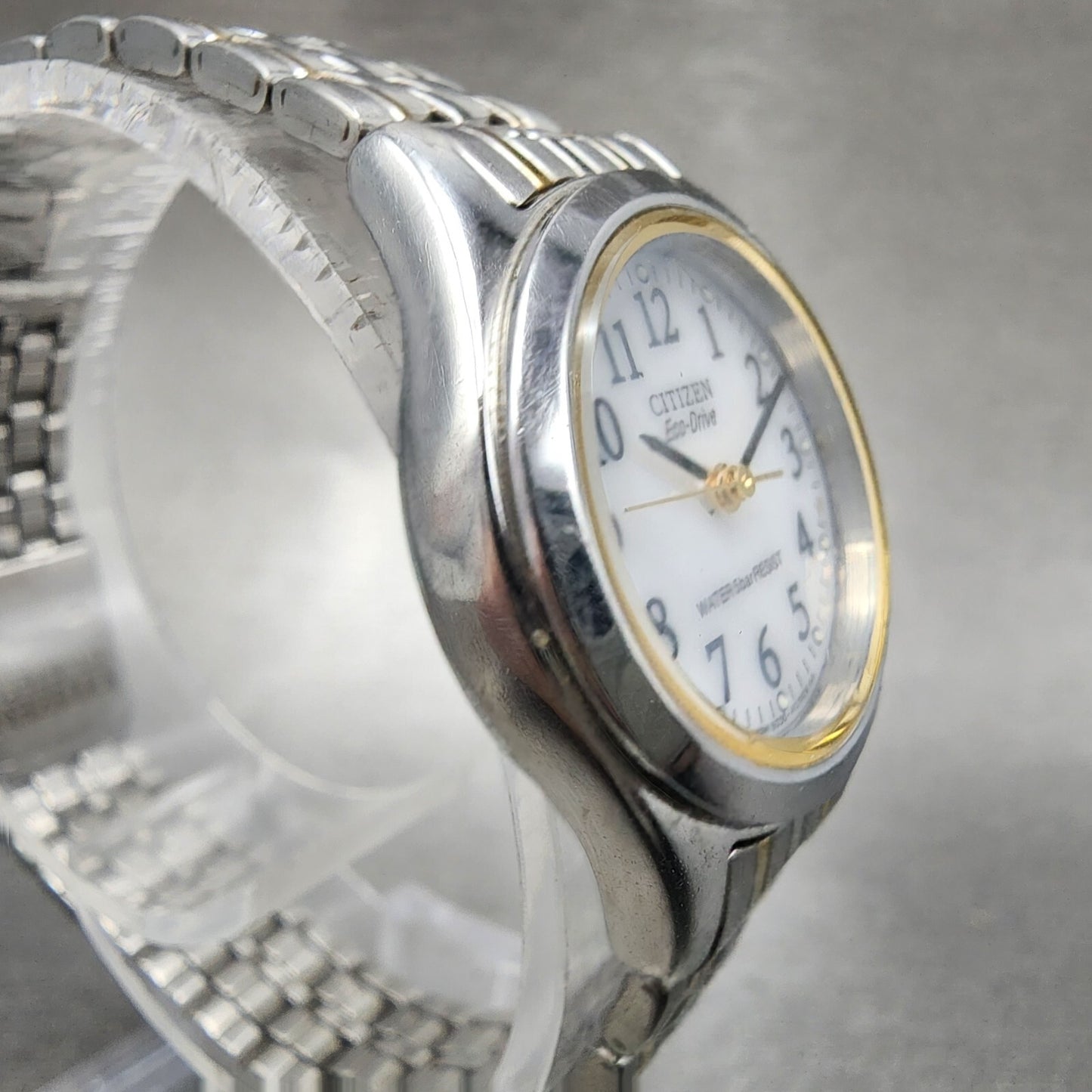 Citizen EcoDrive Watch Women 24mm White Dial Two Tone E030L20484 Runs3