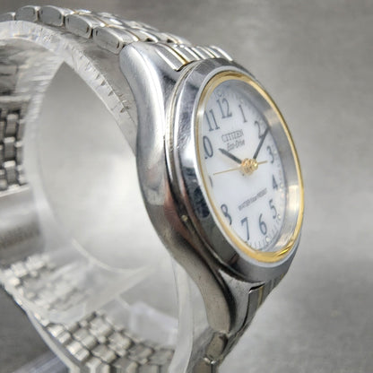 Citizen EcoDrive Watch Women 24mm White Dial Two Tone E030L20484 Runs3