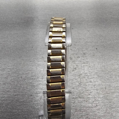 Seiko Watch Women 12mm Gold Dial Gold Tone Rectangle 2E20-5239 New Battery VTG7