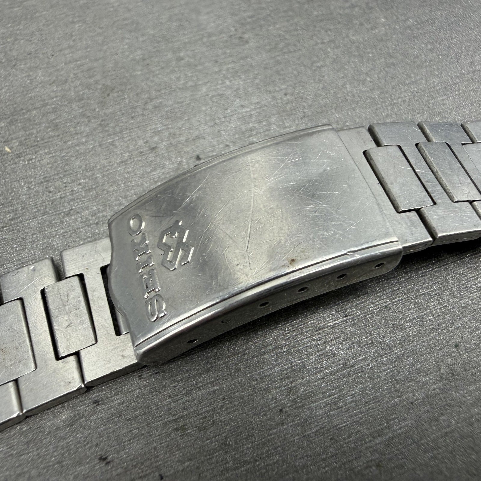 Seiko SQ Bracelet C202 Stainless Steel Tri Folding Clasp 8mm Vintage Japan B4