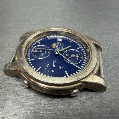 Orient Chronograph Watch Men 37mm Blue Dial Silver Tone Alarm TA0A-000 PARTS4