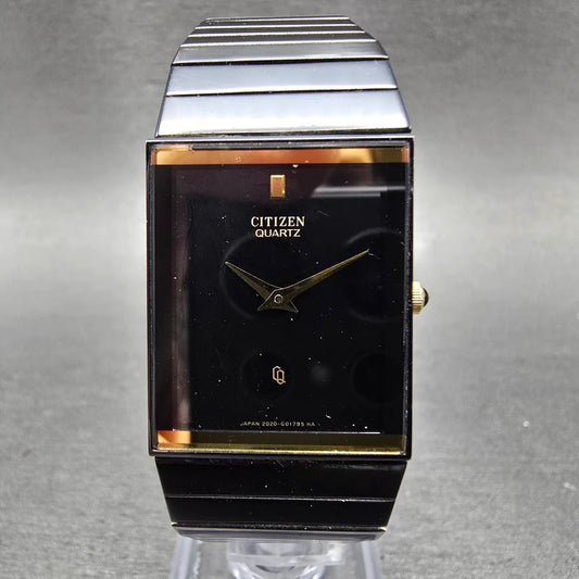 Citizen CQ Tank Watch Men 23mm Black Dial Black Tone 6020-G00490 New Battery0