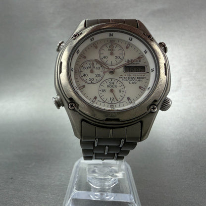 Casio Lineage LIS-001 Watch Men 41mm White Dial Titanium Alarm Chrono New batt5