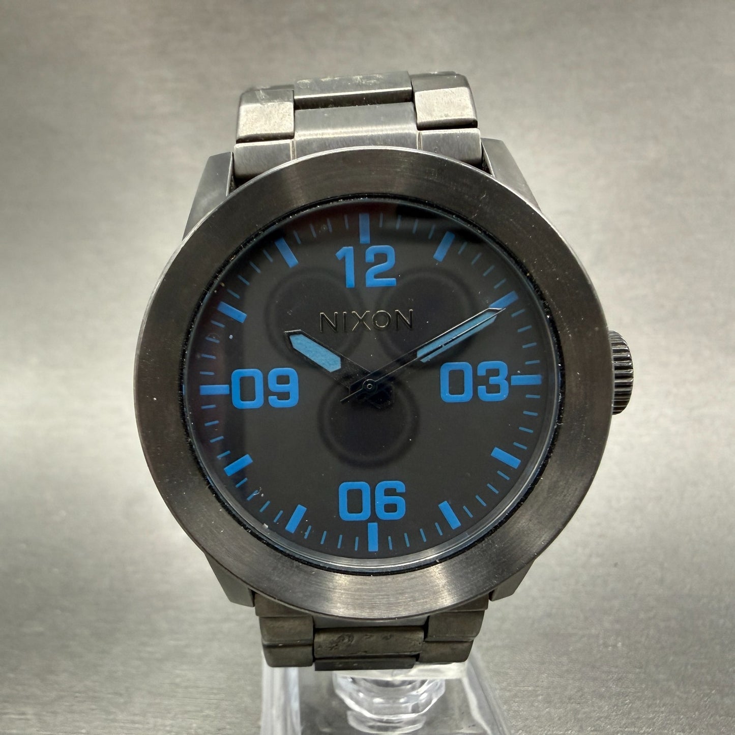 Nixon The Private Watch Men 42mm Black Dial Black Tone Round Bracelet new Batt0