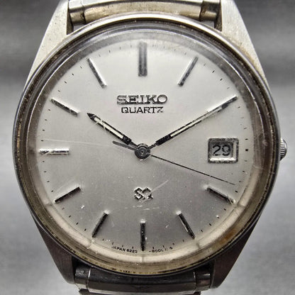 Seiko SQ Watch Men 35mm Silver Dial Silver Tone Date Round 8222-8029 New Battery1
