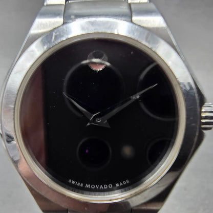 Movado Museum Watch Women 28mm Black Dial Stainless Steel Round New Battery1