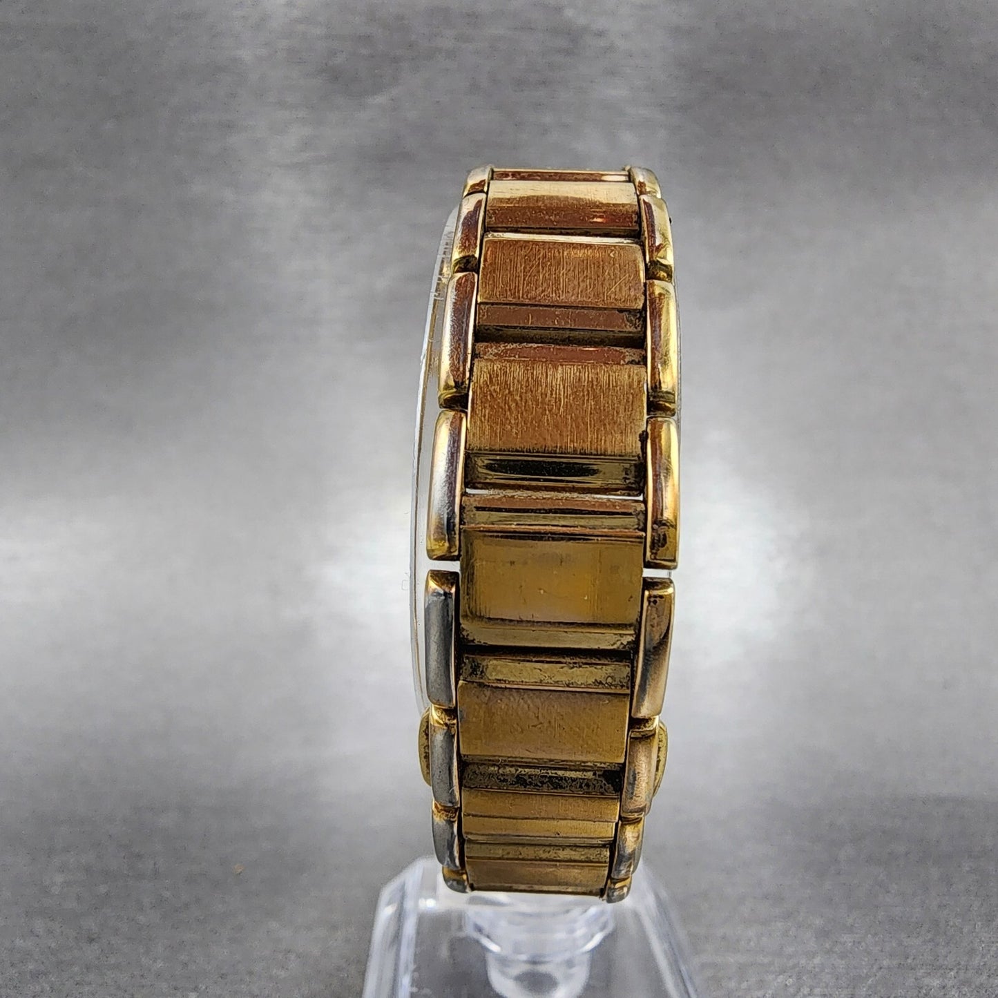 Rotary Elite Tank Watch Women 20mm White Dial Gold Tone Rectangle New Battery