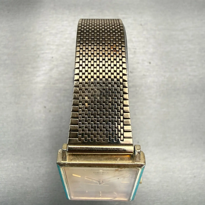 Seiko Watch Men 25mm Gold Dial Gold Tone Rectangle 2C21-5180 New Battery Vintage4