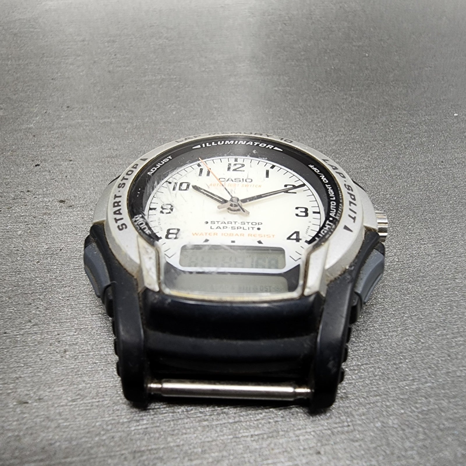 Casio Illuminator WS300 Watch Men 42mm White Dial Black Analog Digital New Batt2