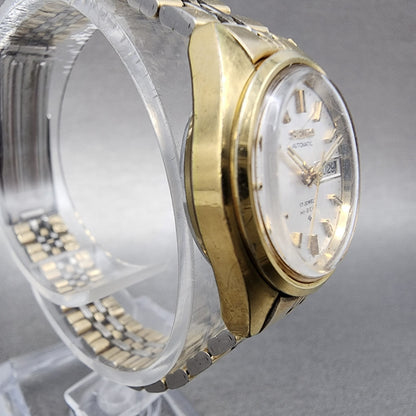 Seiko Automatic Watch Women 24mm Silver Dial Gold Plated Daydate Round Runs VTG3