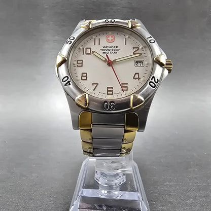 Wenger Swiss Military Watch Men 38mm Silver Dial Two Tone Date 79051 PARTS6