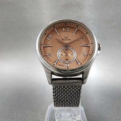 Bulova Adventurer Watch Women 32mm Pink Dial Silver Tone Small Seconds New Batt5
