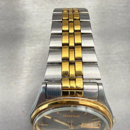 Seiko Watch Men 35mm Gray Dial Two Tone Daydate Round 7N43-8A30 New Battery VTG4