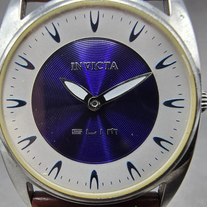 Invicta Slim Watch Women 30mm Blue Dial Silver Tone Round 5358 New Battery1