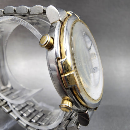 Seiko Chronograph Watch Men 36mm White Dial Two Tone Date Alarm 7T327A09 PARTS4