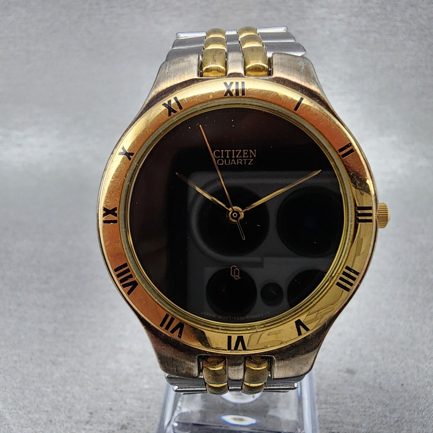 Citizen CQ Watch Men 33mm Black Dial Two Tone Round 5530k04948 New Battery1