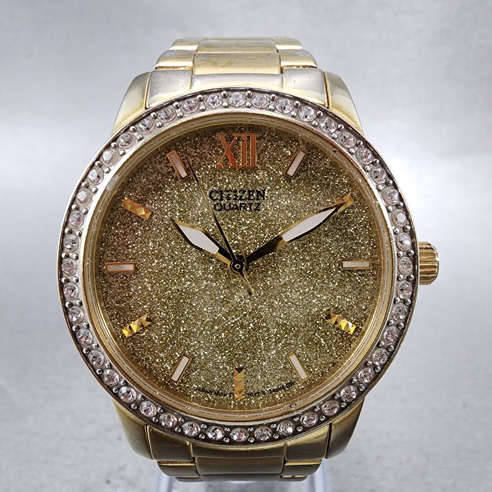 Citizen Watch Women 35mm Gold Dial Gold Tone Round EL302257P New Battery1