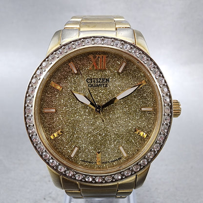 Citizen Watch Women 35mm Gold Dial Gold Tone Round EL302257P New Battery1