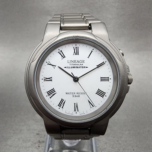 Casio Lineage Watch Men 35mm White Dial Titanium Illuminator LIN102 New Battery0